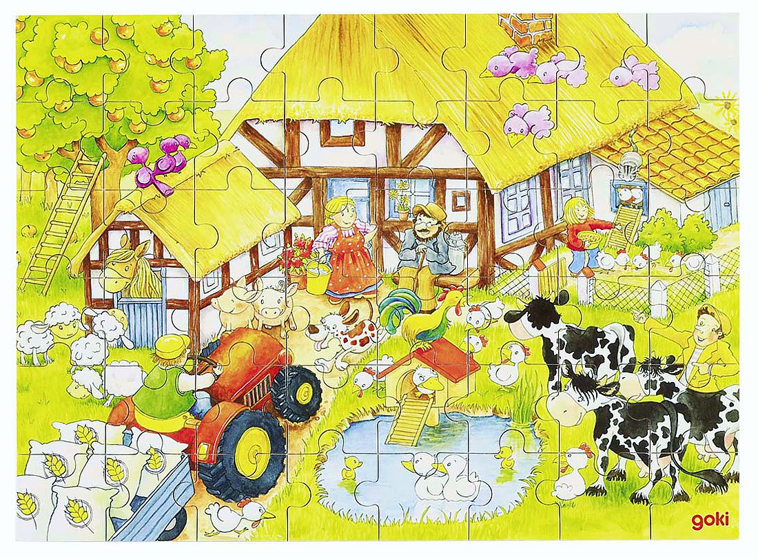 Puzzle aus Holz, Oma's und Opa's Bauernhof, Holz, 48 Teile aus Holz