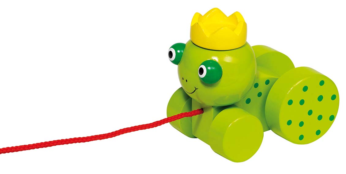 Ziehtier Froschkönig, aus Holz
