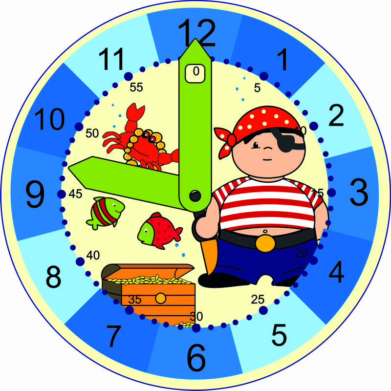 Kinderlernuhr Pirat, Holz