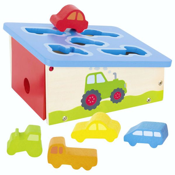 Sortier Box Fahrzeuge mit 5-teiligem Zubehör, aus Holz