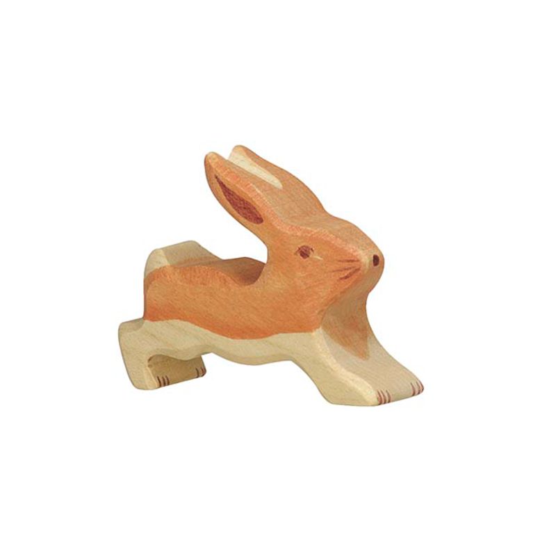 Holztiger Spielfigur Hase,  klein, laufend