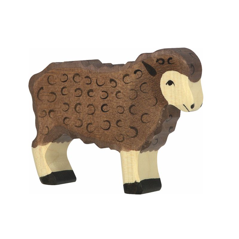 Holztiger Spielfigur Schaf, stehend, schwarz