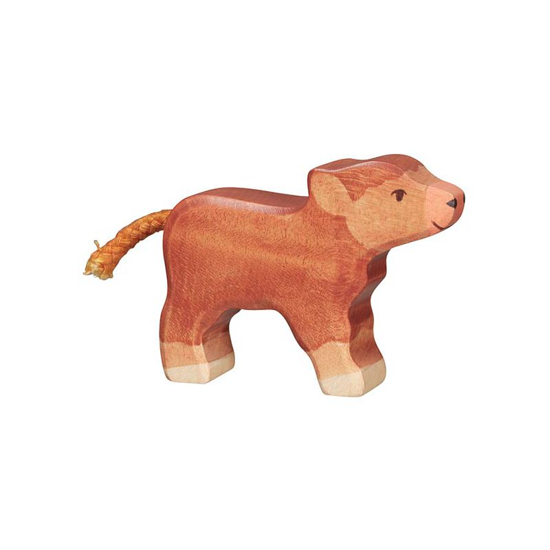 Holztiger Spielfigur Schottisches Hochlandkalb, klein