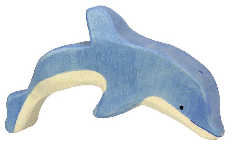 Holztiger Spielfigur Delfin, springend