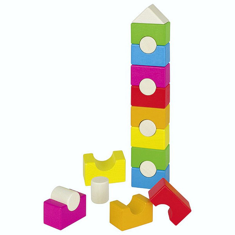 Stapelturm Regenbogenhaus, 19 Teile aus Holz